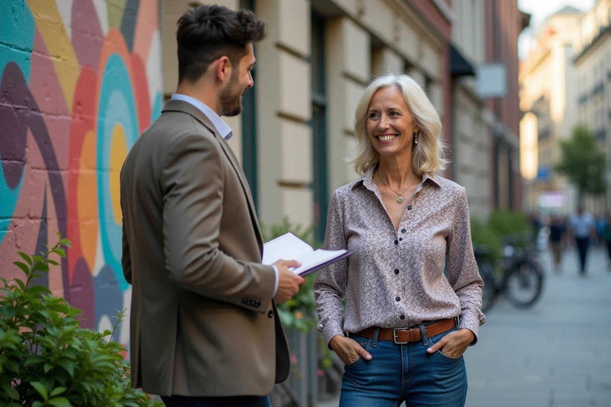 Annabel Fam souriante devant un mur urbain coloré